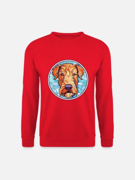 Irish Terrier Hunderasse Aquarell Illustration - Unisex Pullover - Rot