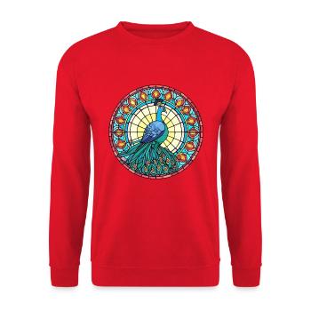 Pfau Buntglas Bunte Karikatur Kawaii Anim - Unisex Pullover - Rot - Vorne - Alina (178cm) & Michal (187cm)