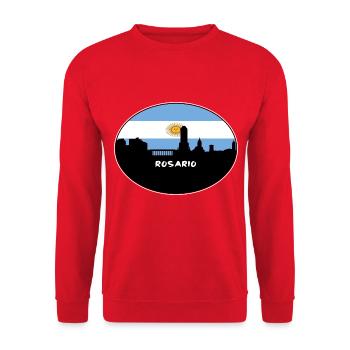 Rosario Argentinien Flagge Skyline Silhouette Reisen - Unisex Pullover - Rot - Vorne - Alina (178cm) & Michal (187cm)