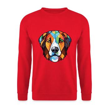Karpaten-Schäferhund-Rasse buntes Aquarell - Unisex Pullover - Rot - Vorne - Alina (178cm) & Michal (187cm)