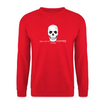 Kaffee Koffein Totenkopf - Unisex Pullover - Rot - Vorne - Alina (178cm) & Michal (187cm)
