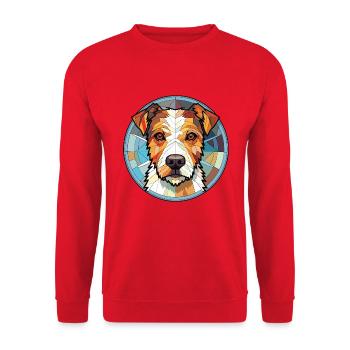 Pfarrer Jake Russell Terrier Hunderasse Aquarell - Unisex Pullover - Rot - Vorne - Alina (178cm) & Michal (187cm)