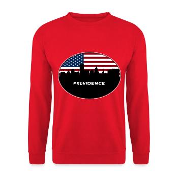 Providence Rhode Island USA Flagge Skyline Reisen So - Unisex Pullover - Rot - Vorne - Alina (178cm) & Michal (187cm)