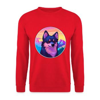 Schipperke Hunderasse Cartoon Kawaii Aquarell - Unisex Pullover - Rot - Vorne - Alina (178cm) & Michal (187cm)