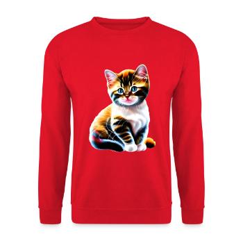 Baby-Weihnachtskatze - Unisex Pullover - Rot - Vorne - Alina (178cm) & Michal (187cm)