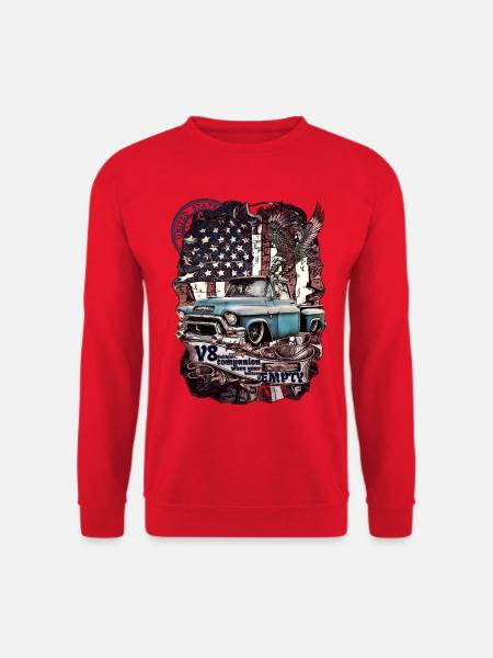 V8 Americana Truck Tattoo - Unisex Pullover - Rot