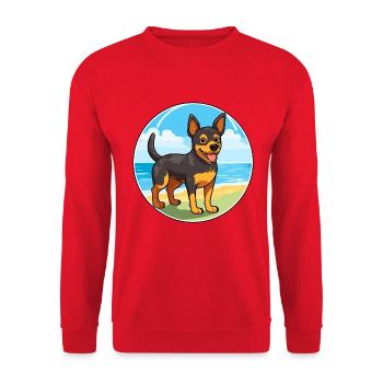 Lancashire Heeler Hund Rasse Cartoon Kawaii Clipart - Unisex Pullover - Rot - Vorne - Alina (178cm) & Michal (187cm)