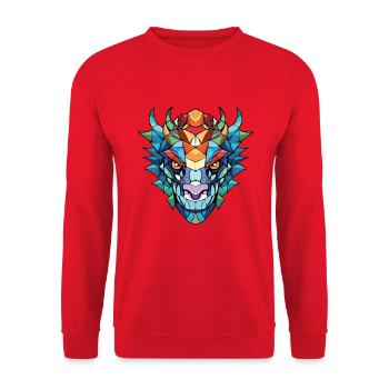 Drache Buntes Aquarell Tier Haustier Illustration - Unisex Pullover - Rot - Vorne - Alina (178cm) & Michal (187cm)