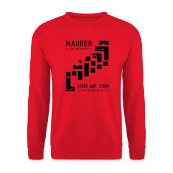 Maurer Hochbau Steinmetz - Unisex Pullover - Rot - Vorne - Alina (178cm) & Michal (187cm)