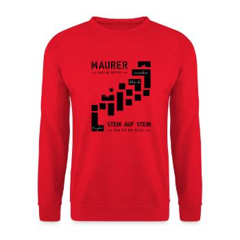 Maurer Hochbau Steinmetz - Unisex Pullover - Rot - Vorne - Alina (178cm) & Michal (187cm)