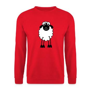 Schafe, weiße oder schwarze Schafe. Träumen oder schlafen - Unisex Pullover - Rot - Vorne - Alina (178cm) & Michal (187cm)