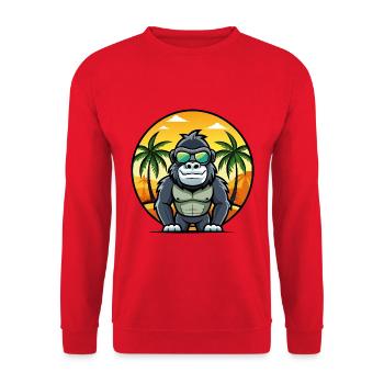 Gorilla Lustige Cartoon Sommer Strand Sonnenbrille Cool - Unisex Pullover - Rot - Vorne - Alina (178cm) & Michal (187cm)