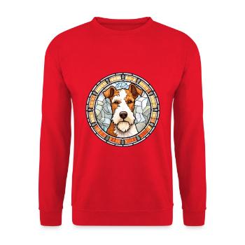 Draht Foxterrier Hunderasse Buntglas Bunt - Unisex Pullover - Rot - Vorne - Alina (178cm) & Michal (187cm)
