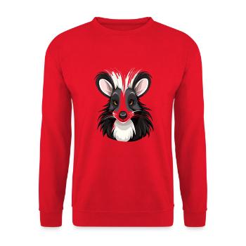 Stinktier buntes Aquarell Cartoon Kawaii Tier - Unisex Pullover - Rot - Vorne - Alina (178cm) & Michal (187cm)