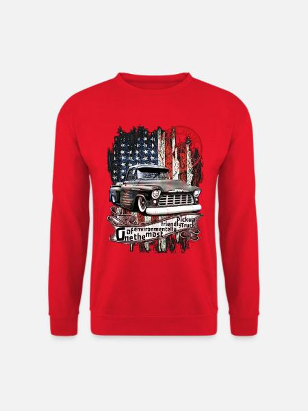 Vintager Pickup mit US-Flagge - Unisex Pullover - Rot