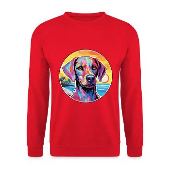 Kyi Leo Hund Rasse Bunte Karikatur Aquarell - Unisex Pullover - Rot - Vorne - Alina (178cm) & Michal (187cm)