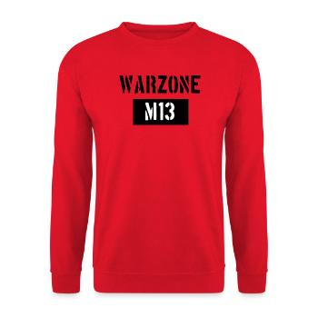 Warzone M13 - Gamer TShirt Merch Fanartikel Gamer - Unisex Pullover - Rot - Vorne - Alina (178cm) & Michal (187cm)
