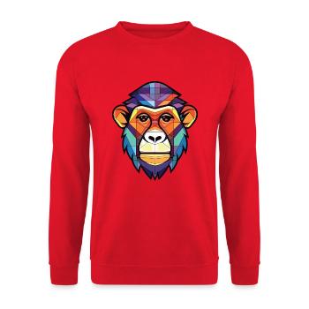 Affe Buntes Aquarell Tier Haustier Illustration - Unisex Pullover - Rot - Vorne - Alina (178cm) & Michal (187cm)