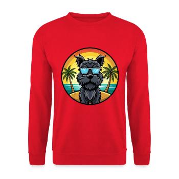 Schwarze russische Terrier Hunderasse Cartoon Sonnenbrille - Unisex Pullover - Rot - Vorne - Alina (178cm) & Michal (187cm)