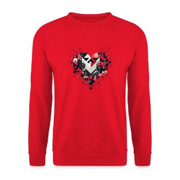 Geometrisches Herz - Unisex Pullover - Rot - Vorne - Alina (178cm) & Michal (187cm)