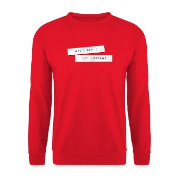 heit geh i auf Lepschi. heute gehe ich auf Lepschi - Unisex Pullover - Rot - Vorne - Alina (178cm) & Michal (187cm)