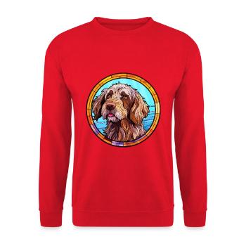 Pudelpointer Hunderasse Buntes Glas Buntes Wate - Unisex Pullover - Rot - Vorne - Alina (178cm) & Michal (187cm)