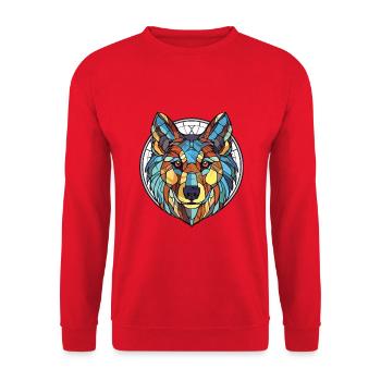 Cao De Castro Laboreiro Wolf Hunderasse Aquarell - Unisex Pullover - Rot - Vorne - Alina (178cm) & Michal (187cm)