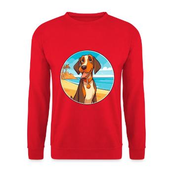 Cao De Castro Laboreiro Hunderasse Cartoon Kawaii - Unisex Pullover - Rot - Vorne - Alina (178cm) & Michal (187cm)