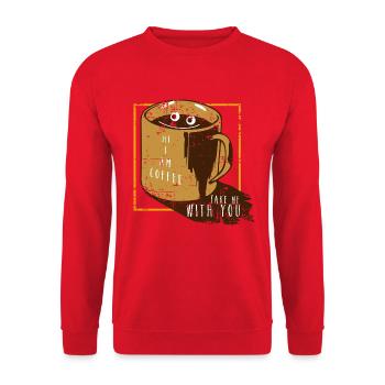 Wacher Kaffeeliebhaber Morgenritual - Unisex Pullover - Rot - Vorne - Alina (178cm) & Michal (187cm)
