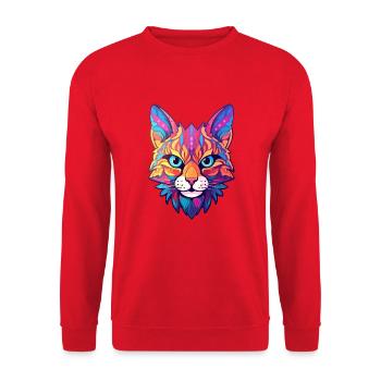 Rotluchs buntes Aquarell Karikatur Kawaii Tier - Unisex Pullover - Rot - Vorne - Alina (178cm) & Michal (187cm)