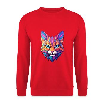 Rotluchs buntes Aquarell Karikatur Kawaii Tier - Unisex Pullover - Rot - Vorne - Alina (178cm) & Michal (187cm)
