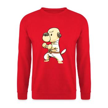 Süßer Hund kennt Karate Cartoon Illustration - Unisex Pullover - Rot - Vorne - Alina (178cm) & Michal (187cm)