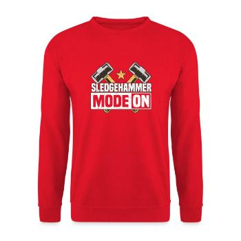 Vorschlaghammer-Modus an - Unisex Pullover - Rot - Vorne - Alina (178cm) & Michal (187cm)