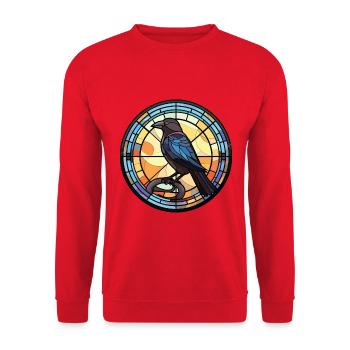 Krähe Buntes Aquarell Tier Haustier Illustration - Unisex Pullover - Rot - Vorne - Alina (178cm) & Michal (187cm)