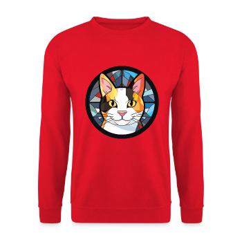 Japanische Bobtail-Katze Bunte Aquarell-Karikatur - Unisex Pullover - Rot - Vorne - Alina (178cm) & Michal (187cm)