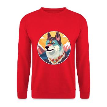 Chinesische kaiserliche Hunderasse Karikatur Kawaii Watercol - Unisex Pullover - Rot - Vorne - Alina (178cm) & Michal (187cm)
