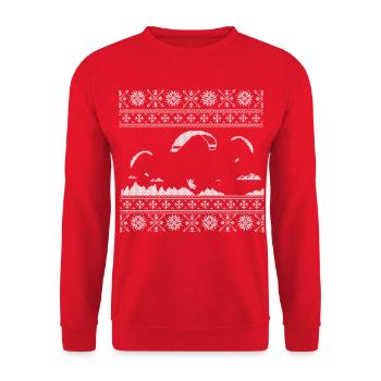 Gleitschirmflieger Strickmuster - Unisex Pullover - Rot - Vorne - Alina (178cm) & Michal (187cm)