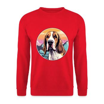 Poitevin Hund Rasse Cartoon Kawaii Aquarell - Unisex Pullover - Rot - Vorne - Alina (178cm) & Michal (187cm)