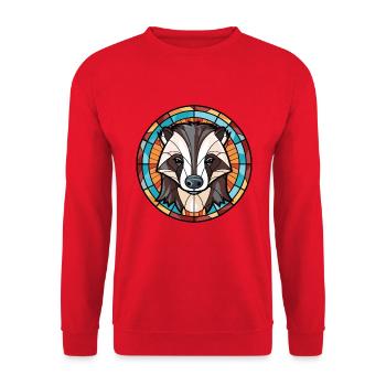 Dachs buntes Aquarell Tier Haustier Illustration - Unisex Pullover - Rot - Vorne - Alina (178cm) & Michal (187cm)