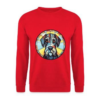Riesenschnauzer Hunderasse Aquarell Illustration - Unisex Pullover - Rot - Vorne - Alina (178cm) & Michal (187cm)