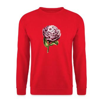 Purpur Tulpen-Botanik Druck - Unisex Pullover - Rot - Vorne - Alina (178cm) & Michal (187cm)