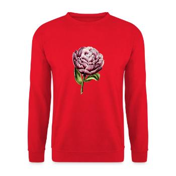 Purpur Tulpen-Botanik Druck - Unisex Pullover - Rot - Vorne - Alina (178cm) & Michal (187cm)