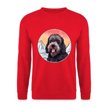 Schwarzer russischer Terrier Hunderasse Cartoon Kawaii Wat - Unisex Pullover - Rot - Vorne - Alina (178cm) & Michal (187cm)
