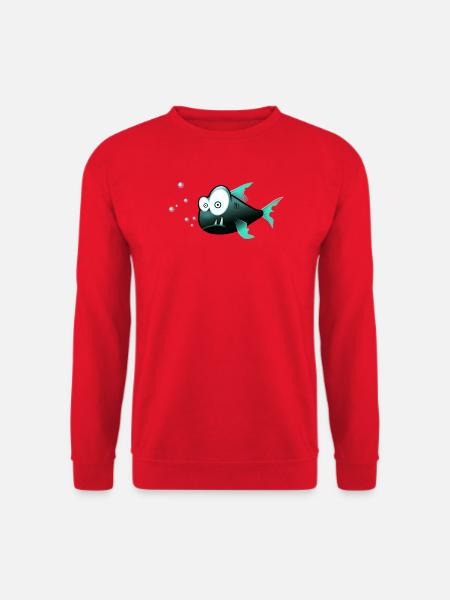 Blubberfisch Cartoon Teal - Unisex Pullover - Rot