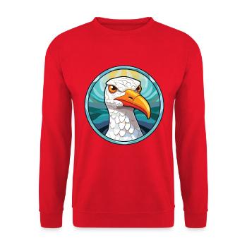 Möwe bunte Aquarell-Tier-Illustration - Unisex Pullover - Rot - Vorne - Alina (178cm) & Michal (187cm)