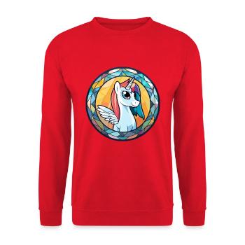 ponny buntes Buntes Cartoon-Kawaii-Tier - Unisex Pullover - Rot - Vorne - Alina (178cm) & Michal (187cm)