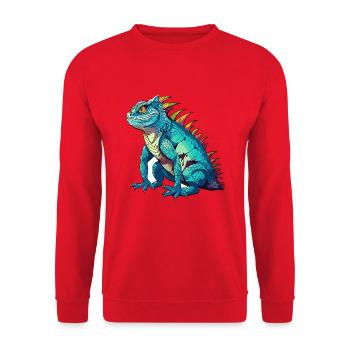 Basilisk Buntes Aquarell Cartoon Kawaii Tier - Unisex Pullover - Rot - Vorne - Alina (178cm) & Michal (187cm)