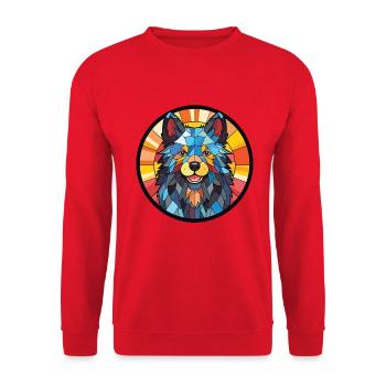 Schipperke Hunderasse Aquarell Glas Illustration - Unisex Pullover - Rot - Vorne - Alina (178cm) & Michal (187cm)