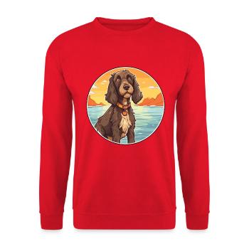 Pudelpointer Hund Rasse Cartoon Kawaii Clipart Hund - Unisex Pullover - Rot - Vorne - Alina (178cm) & Michal (187cm)