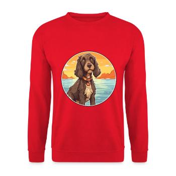 Pudelpointer Hund Rasse Cartoon Kawaii Clipart Hund - Unisex Pullover - Rot - Vorne - Alina (178cm) & Michal (187cm)